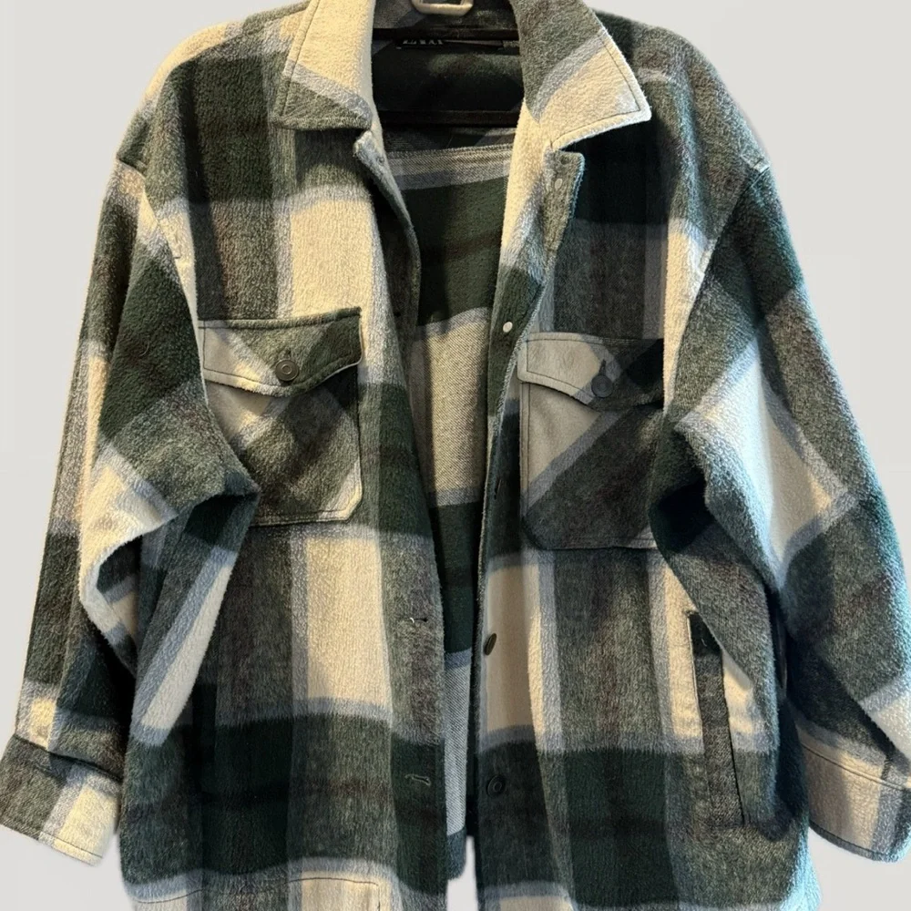 Zara Plaid Oversized Jacket - Picture 3 of 4